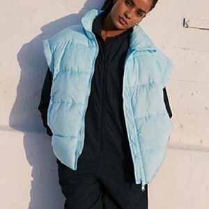 Free People Movement In A Bubble Puffer Vest-Sky Blue-XS-New-Boho-Athleisure